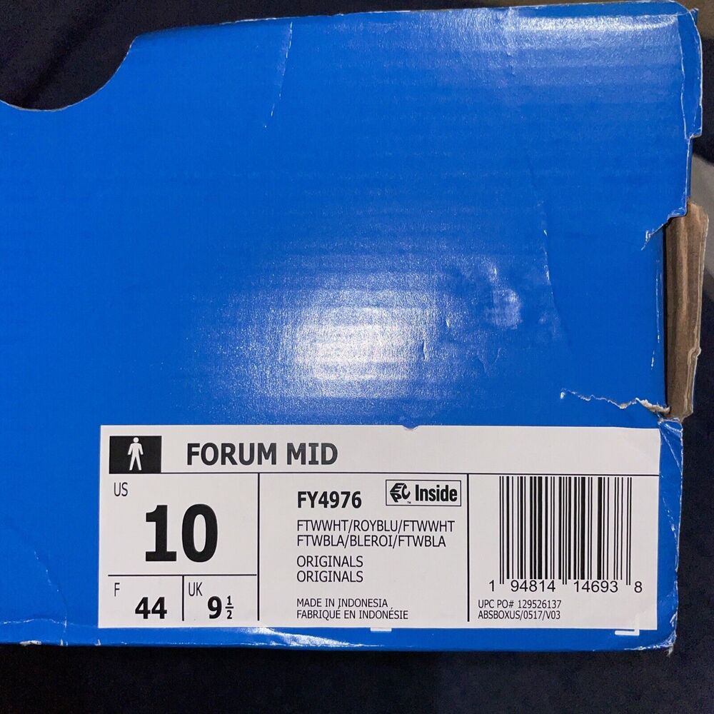 Adidas Forum Mid Originals Shoes White/ Royal Blue FY4976 Size 10 - Picture 9 of 10